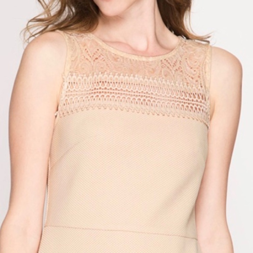Flare Dress with Lace Trim in Nude Color - Picture 4 of 5